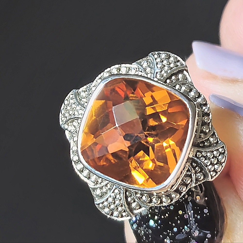Nicky Butler Silver Ring with Orange Gemstone